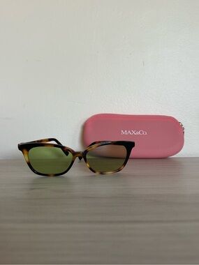 Max & Co. Tortoiseshell Cat-Eye Sunglasses with Green Lenses